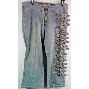 Miss Vigoss Low Rise Cropped Y2K Punk Revival Grunge Buckle Jeans 7/8